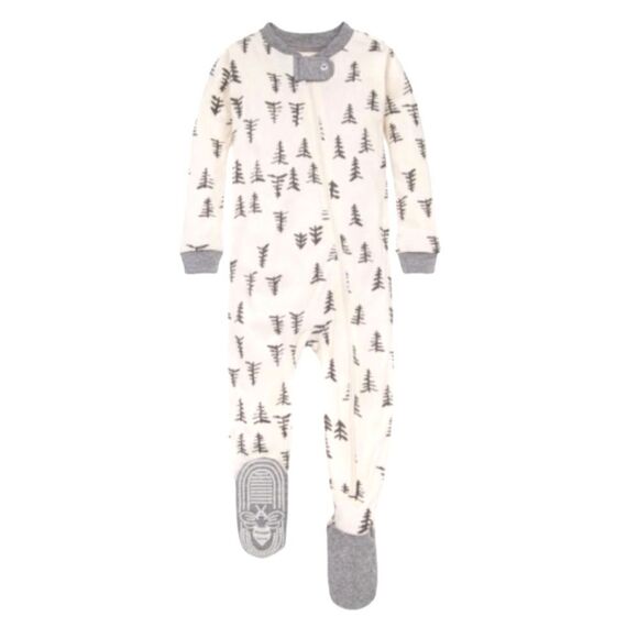 NWT BURT'S BEES PINE FOREST ORGANIC BABY ZIP FRONT FOOTED ZIPPER SOLD OUT  SZ18M - Picture 1 of 6